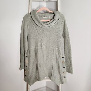 Soft Surroundings sweater NWT womens Medium Green Breakwater cowl neck tunic